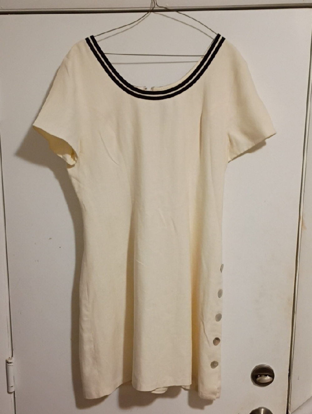 Mixit Cream Dress with Side Button Trim